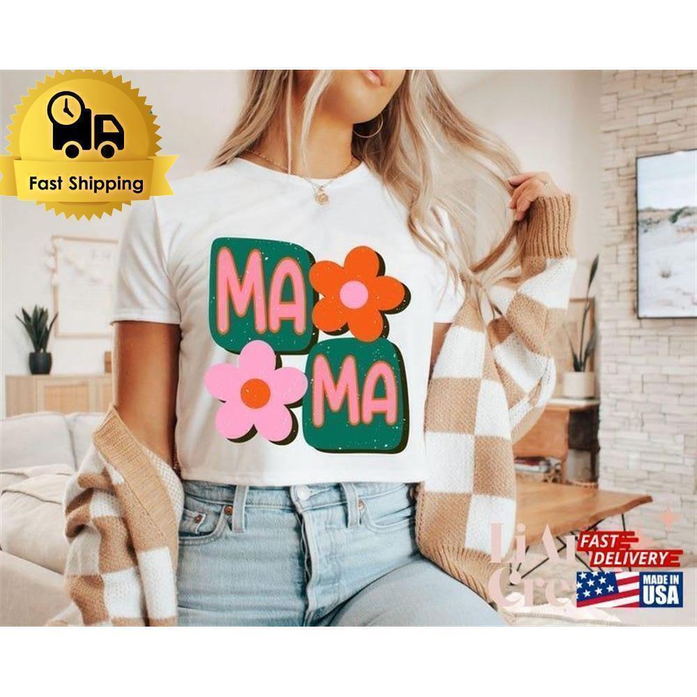 Mama Retro Floral Typography Cute Mother Graphic T-Shirt